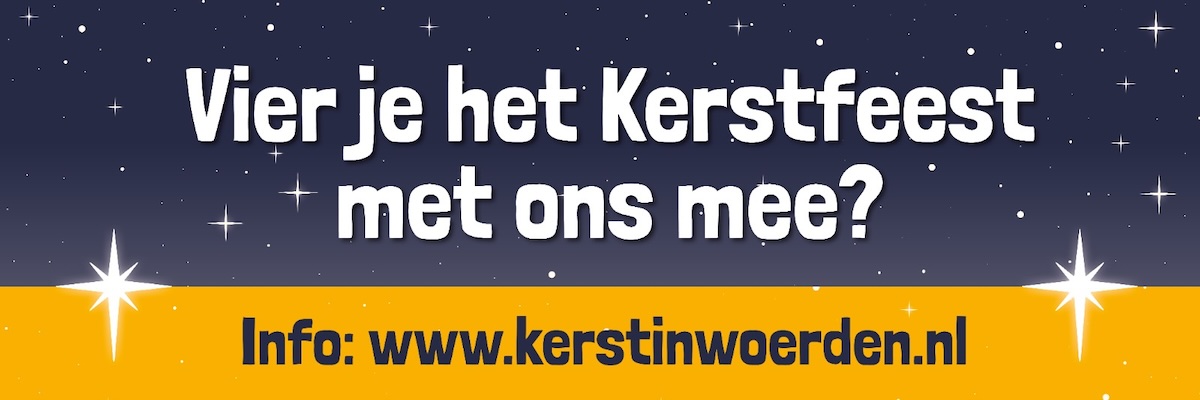 Banner bij kerken voor de kerstdagen